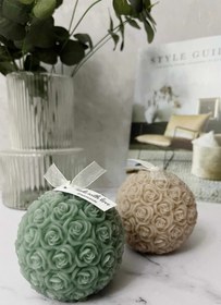 تصویر شمع مدل گوی طرح گل رز 