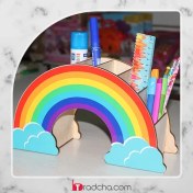 تصویر دانلود فایل جامدادی رومیزی طرح رنگین‌کمان برای برش لیزری – فایل CDR | کد1378 
