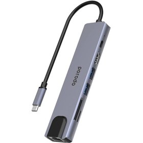 تصویر هاب تایپ‌ سی 7 پورت پورودو Porodo 7 in 1 Aluminum USB-C Hub PD-4K71C 