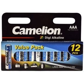 تصویر باتری نیم قلمی Camelion Digi Alkaline LR03 AM4 1.5V AAA بسته 12 عددی ا Camelion Digi Alkaline LR03 AM4 1.5V AAA Battery Pack Of 12 Camelion Digi Alkaline LR03 AM4 1.5V AAA Battery Pack Of 12