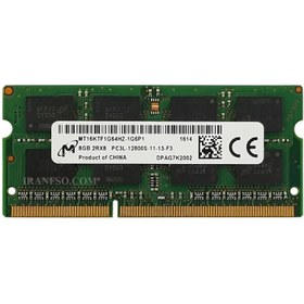 تصویر رم لپ تاپ 8 گیگ Micron Technology DDR3-PC3L-1600 -12800 MHZ 1.35V (یک سال گارانتی) 