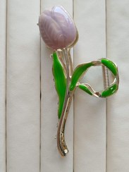 تصویر کلیپس فلزی نقره ای طرح لاله کد 15 