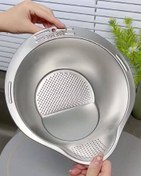 تصویر آبکش استیل چندکاره مخصوص شست‌وشوی برنج و حبوبات 