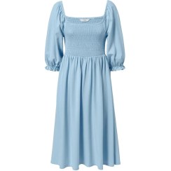 تصویر پیراهن نخی آبی با آستین پفی زنانه چیبو 