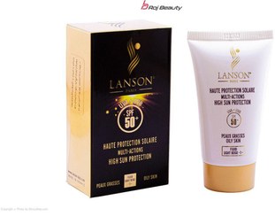 تصویر کرم ضد آفتاب و ضد چروک لنسون رنگی مناسب پوست چرب SPF50 Lanson sunscreen and anti wrinkle Multi action for oily skin SPF50 Cream 40ml