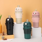 تصویر تراول ماگ خرگوشی نی دار ۵۰۰ میلی لیتر با بند چرمی 