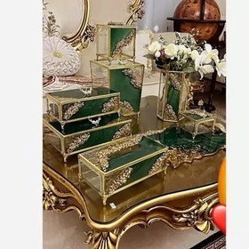 تصویر جادستمال کاغذی رزینی سبز 