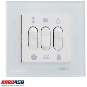 تصویر کلید کولر ویرا مدل کریستال بژ Veera Switch And Sockets Beige Crystal