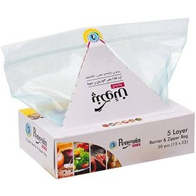 تصویر کیسه زیپ دار پنگوئن مدل zipi بسته 30 عددی 