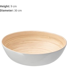 RUNDLIG Serving bowl, white/bamboo, 30 cm
