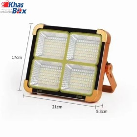 تصویر پروژکتور شارژی خورشیدی آفتابی و مهتابی ۱۰۰وات d8 پروژکتور مسافرتی پاور بانک دار خورشیدی ۱۰۰وات