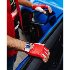 تصویر دستکش 24 لمانز&nbsp;مدل رانندگی نیمه کد GL26 - قرمز - 8 