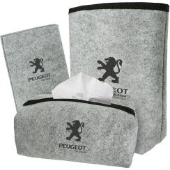 تصویر سطل زباله، جای دستمال کاغذی و دفترچه سرویس خودرو مدل پژو 