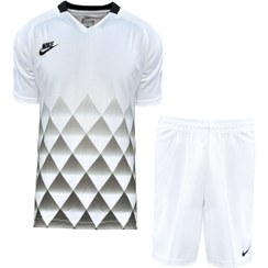 تصویر ست تیشرت و شورت فوتبالی سفید طرح نایک کد RF105 