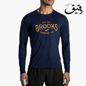 تصویر بلوز ورزشی مردانه بروکس Brooks Distance Long Sleeve سرمه ای Brooks Distance Long Sleeve