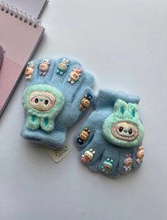 تصویر دستکش طرح لبوبو با کیفیت و نرم و برجسته - ابی 