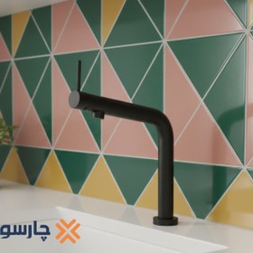 تصویر شیر ظرفشویی کسری مدل مینیمال مشکی و کروم 