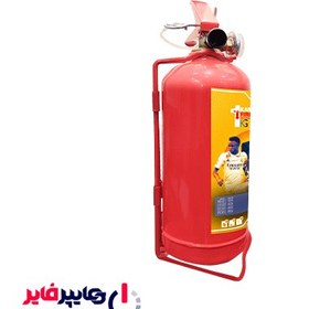 تصویر کپسول آتش نشانی 1 کیلویی پودر و گاز کارا طرح رئال مادرید (C) 1kg powder and gas fire extinguisher, Real Madrid design (C)