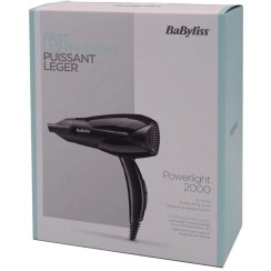 تصویر سشوار مو بابلیس BaByliss سشوار BaByliss Power light 2000، خشک کن 2000 واتی سبک و قدرتمند با زمان خشک شدن سریع، 2 کنترل گرما و 2 سرعت، کارکرد آسان و تنظیمات کارآمد و قابل تنظیم، D212