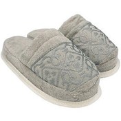 تصویر دمپایی حوله ای حمام فی ارس طرح شاه مات طوسی روشن 