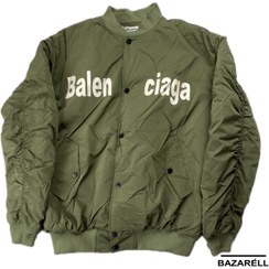 تصویر کاپشن بامبر سبز ارتشی طرح Balenciaga پشت‌نویس‌دار Balenciaga Army green Bomber Jacket with Back Print Design 