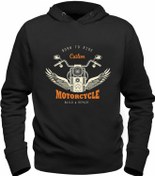 تصویر سویشرت مشکی موتورسواری برند alfa tshirt Motorcycle Rider Black Sweatshirt
