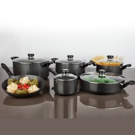 تصویر سرویس قابلمه هاردآنادایزد کارال مدل رز (11 پارچه) Karal Hard-Anodized Rose Cookware Set 11 Pieces