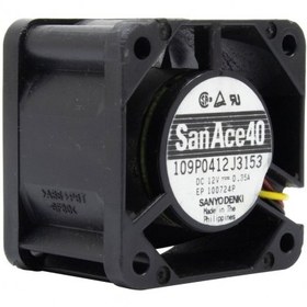 تصویر جت فن 12V-0.35A سه سیمه سایز 4x4x2.8cm مارک Sanyo Denki مدل 109P0412J3153 