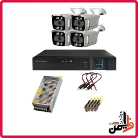 تصویر پک دوربین مداربسته 4 کانال AHD دید در شب رنگی CCTV AHD PACKAGE 4ch WarmLight