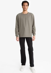 تصویر تی شرت آستین بلند مردانه خاکی دفکتو 