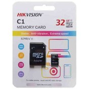 تصویر کارت حافظه microSDXC HIKVISION مدل C1 کلاس 10 استاندارد UHS-I U1 سرعت 92MBps ظرفیت 32 گیگابایت به همراه آداپتور SD 