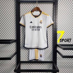 تصویر کیت لباس فوتبال پیراهن و شورت رئال مادرید اورجینال 2023 - سفید / L 