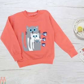 تصویر لباس بلوز دخترانه دورس نخی اسپرت صورتی مرجانی 3 گربه 3 تا 4 سال kids new shirts 