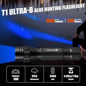 تصویر چراغ قوه آبی 450nm UV 