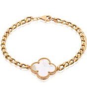 تصویر دستبند طلا زنانه طرح کارتیه با گل ونکلیف کد CB368 