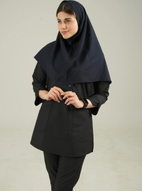 تصویر مقنعه نخی سرمه ای 