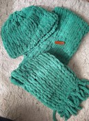 تصویر ست شال گردن و کلاه بافتنی دخترانه تخ ترک 