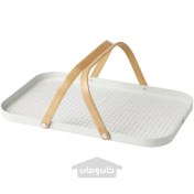 تصویر سینی دسته دار بامبو/سفید ایکیا 46x30 سانتی متر مدل IKEA GRÖNFISK IKEA GRÖNFISK Tray with handle bamboo/white 46x30 cm