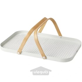 تصویر سینی دسته دار بامبو/سفید ایکیا 46x30 سانتی متر مدل IKEA GRÖNFISK IKEA GRÖNFISK Tray with handle bamboo/white 46x30 cm