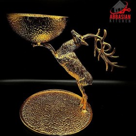 تصویر ظرف پذیرایی آجیل و شکلات خوری گوزن ایستاده طلایی 