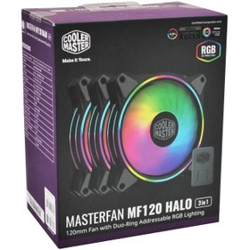 تصویر فن خنک کننده کیس FAN CASE COOLERMASTER MF120 HALO STOCK FAN CASE COOLERMASTER MF120 HALO STOCK