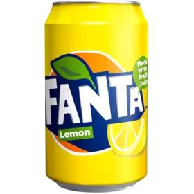 تصویر نوشابه قوطی دانمارکی فانتا FANTA LEMON با طعم لیمو 330 میل 