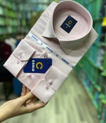 تصویر پیراهن مردانه آستین بلند تترون ساده صورتی کمرنگ پارچه بروجرد کد ۱۰۰۰۲ Shirt