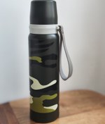 تصویر فلاسک طرح چریکی - 650میلی لیتر / سبز تیره thermos flask