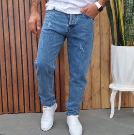 تصویر شلوار لی مام استایل مردانه رنگ آبی سایز ۴۰ تا ۴۸ 