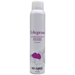 تصویر اسپری بدن زنانه اسکلاره مدل Telegram حجم ۲۰۰ میلی لیتر با رایحه شیرین و خنک 