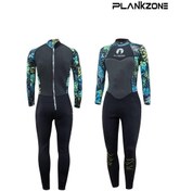 تصویر وت سوت زنانه طرح برگ های استوایی زرد و آبی 