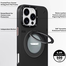 تصویر قاب یانگکیت مدل Youngkit Leather 360 Rotation Ring Stand Case magsafe مناسب برای Apple iPhone 16 Pro Max 