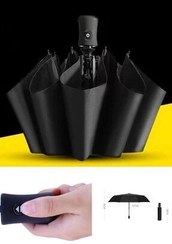 تصویر چتر یونیسکس مشکی تمام اتوماتیک که در باد نمی شکند 