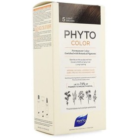 تصویر کیت رنگ موی بدون آمونیاک فیتو شماره 5 رنگ قهوه ای حجم 50 میل ا PHYTO AMONIA FREE PERMENANT HAIR COLOR NO. 5 LIGHT BROWN PHYTO AMONIA FREE PERMENANT HAIR COLOR NO. 5 LIGHT BROWN